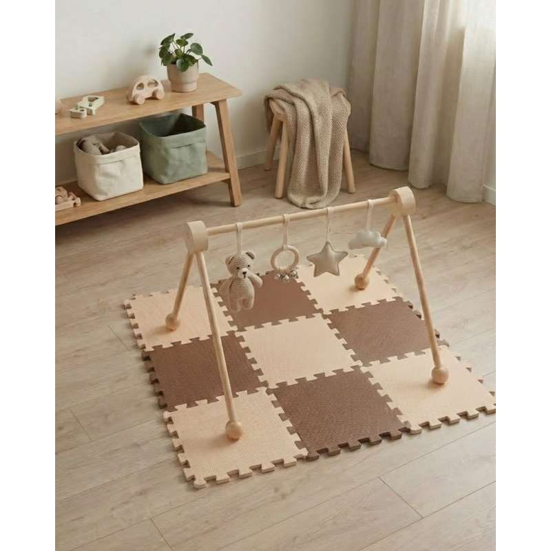 Kid'oh Skumleksgolv - 2 x 9 bitar - Karamell/Sand 