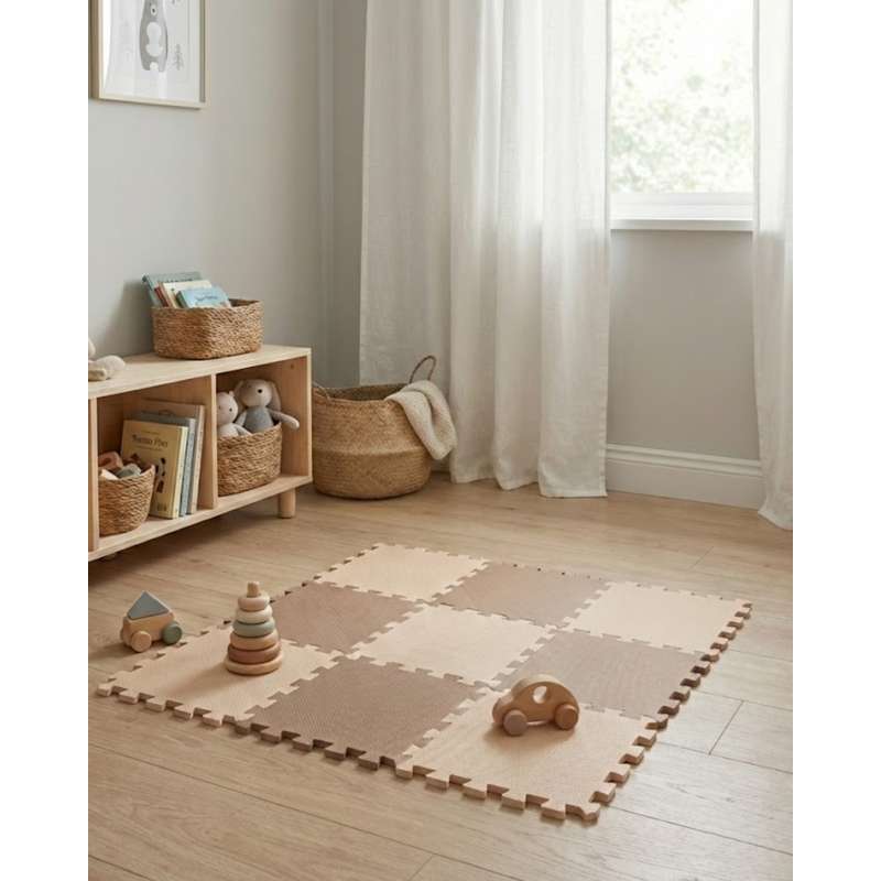 Kid'oh Skumleksgolv - 2 x 9 bitar - Nougat/Sand 