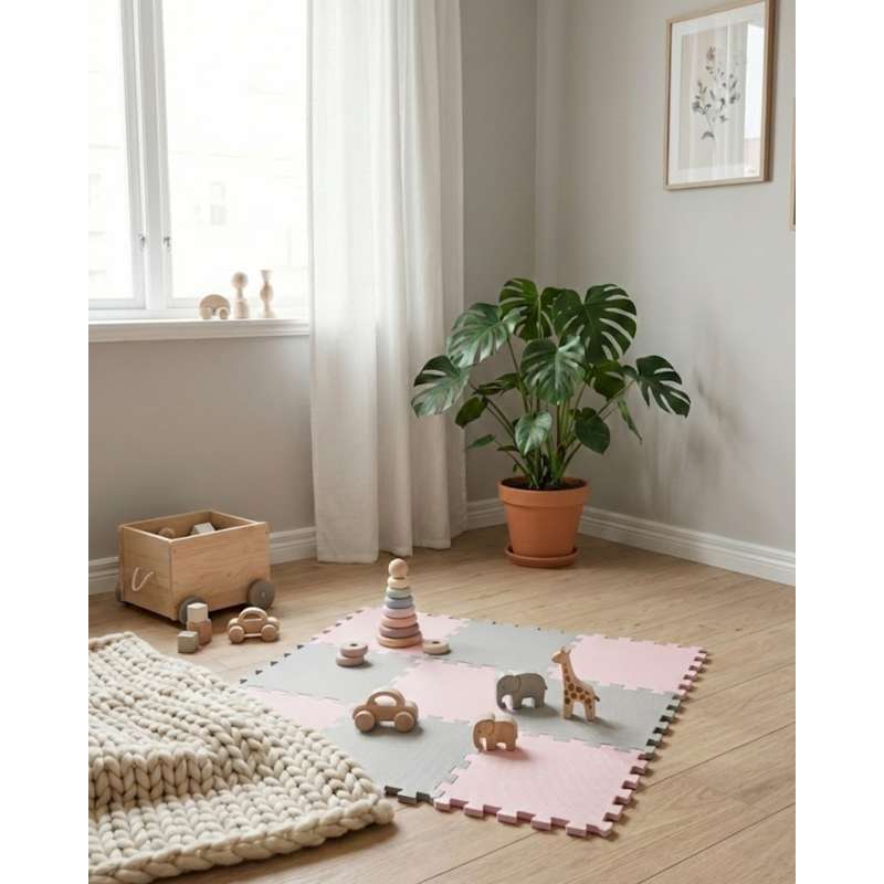 Kid'oh Skumleksgolv - 2 x 9 bitar - Rock/Dusty Rose 