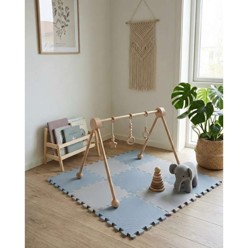 Kid'oh Skumleksgolv - 2 x 9 bitar - Rock/Dusty Blue 