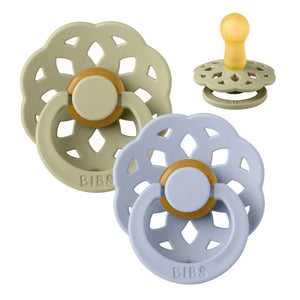 BIBS Rund Boheme Napp - 2-Pack - Str. 2 - Naturgummi - Khaki/Dusty Blue