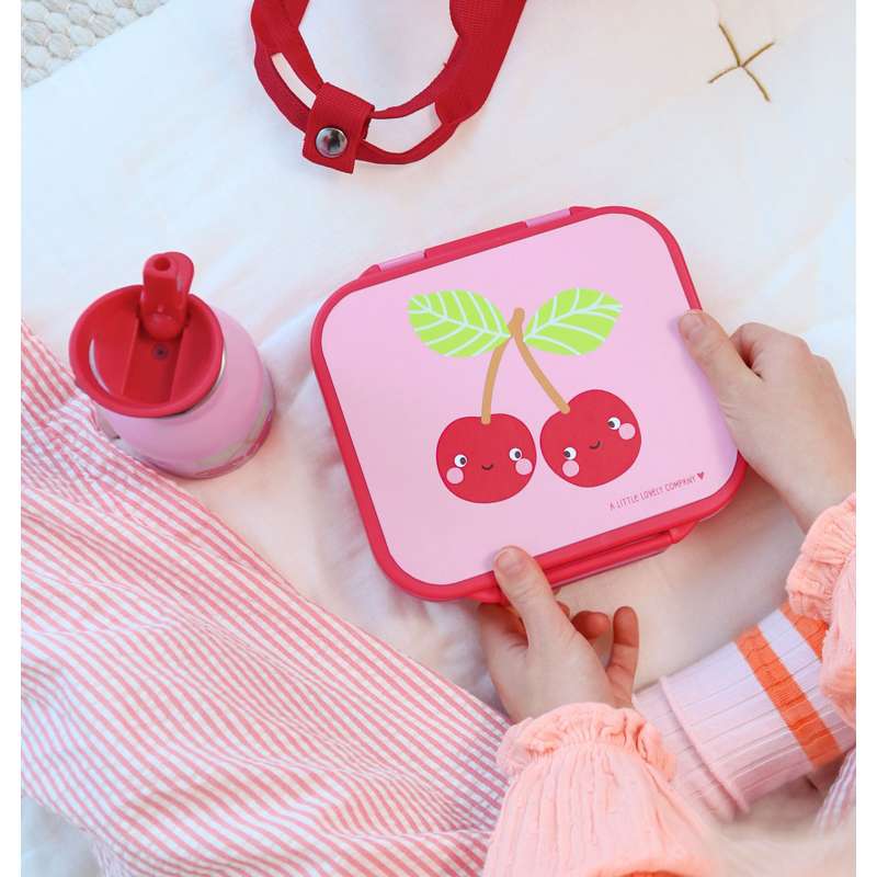A Little Lovely Company Matlåda m. 3 fack - Happy Cherries 