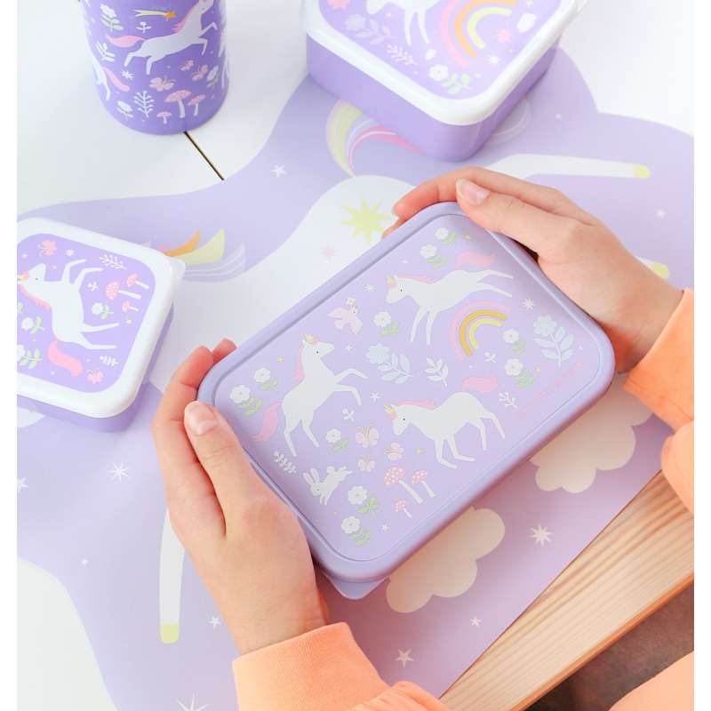 A Little Lovely Company Lunchlåda - 1 fack - Rostfritt stål m. PP-lock - Unicorn Dreams 