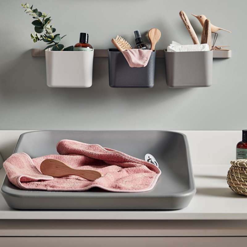Leander Förvaringsbehållare - 3-pack - 1 Lång och 1 Kort Skena - Dusty Grey 