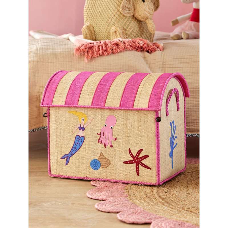 RICE Raffia Förvaringshus - Mermaid - Medium 