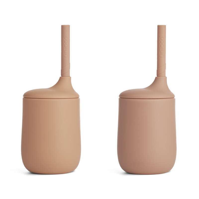 Liewood Ellis Tudkopper m. Låg och Sugrör - 2-pack - Silikon - Tuscany Rose/Pale Tuscany Mix 