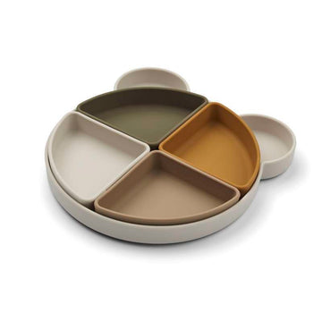 Liewood Arne Tallrik m. 4 Insatsringar - Silikon - Mr. Bear/Sandy Multi Mix 