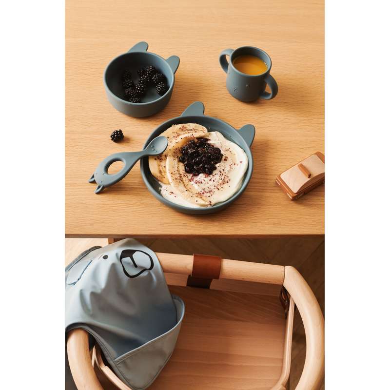 Liewood Vivi Baby Matset - 4 delar - Silikon - Kanin/Val Blå 