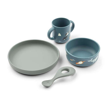 Liewood Vivi Baby Matset - 4 delar - Silikon - Arktiska havet/Ocean View 