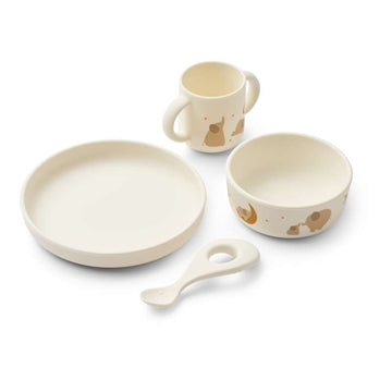 Liewood Vivi Baby Ätset - 4 delar - Silikon - Elephant/Creme de la Creme 