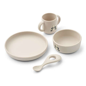 Liewood Vivi Baby Matset - 4 delar - Silikon - Panda/Sandy 