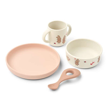Liewood Vivi Baby Matset - 4 delar - Silikon - Wild Child/Rosey