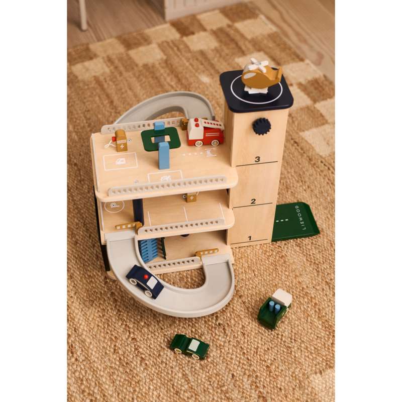 Liewood Jordy Wooden Multi Play Parking Tower - Beach Blue Multi Mix