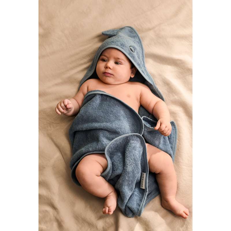 Liewood Albert Badhandduk med Huva - Dino - Beach Blue