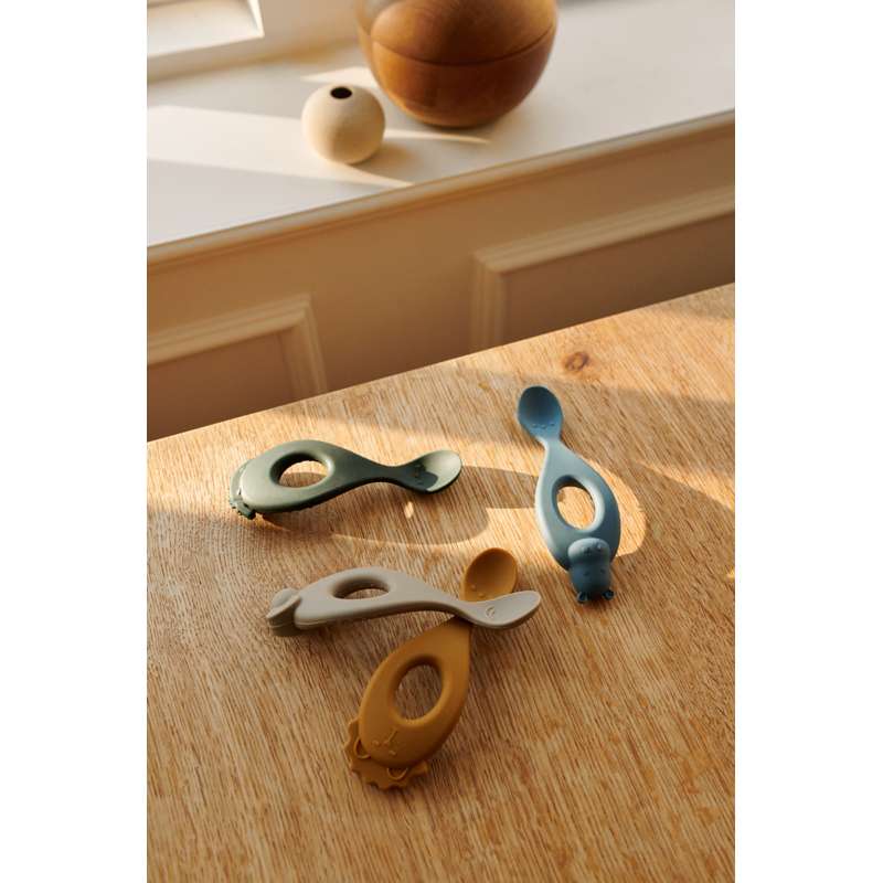 Liewood Liva Blöde Babyskedar - 4-pack - Silikon - Safari/Blå Multi Mix 