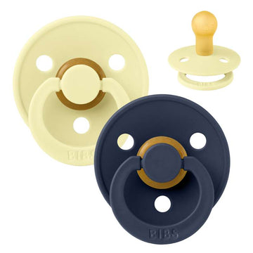 BIBS Rund Colour napp - 2-Pack - strl. 1 - naturgummi - Luna/Deep Space 