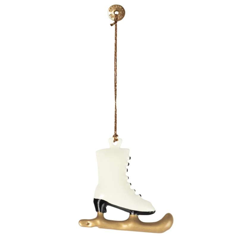 Maileg Julornament i Metall - Skridsko - Vit (4.5 cm.) 