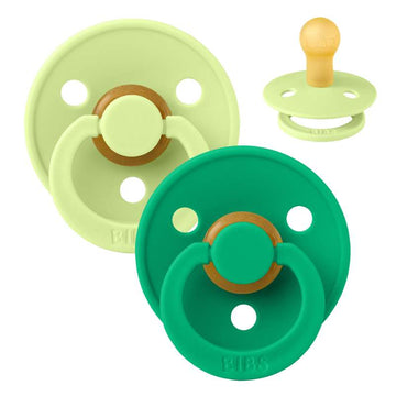 BIBS Rund färg napp - 2-pack - strl. 1 - naturgummi - Matcha/Cactus 