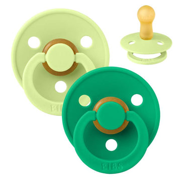 BIBS Rund färg napp - 2-pack - strl. 2 - naturgummi - Matcha/Cactus 