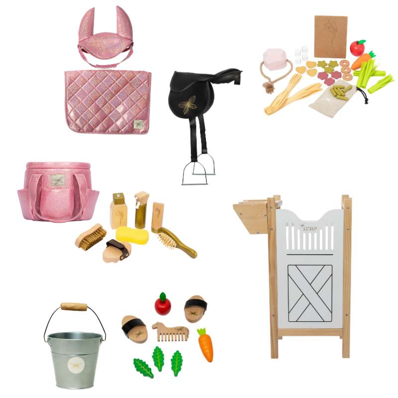 By Astrup Stall- och Utrustningspaket för Käphästar - Maxi - Rosa Glitter 