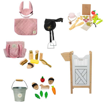 By Astrup Stall- och Utrustningspaket för Käphästar - Maxi - Rosa Sammet 