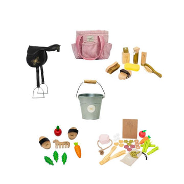 By Astrup Stall- och Utrustningspaket för Käphästar - Midi - Rosa Sammet 