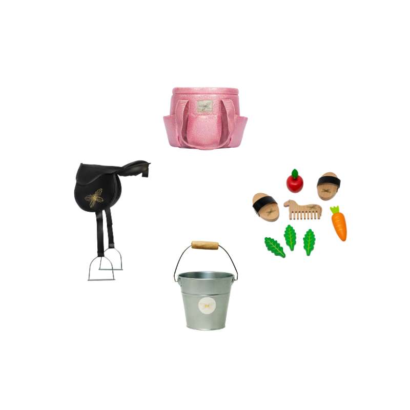 By Astrup Stall- och Utrustningspaket för Kaphästar - Mini - Rosa Glitter 