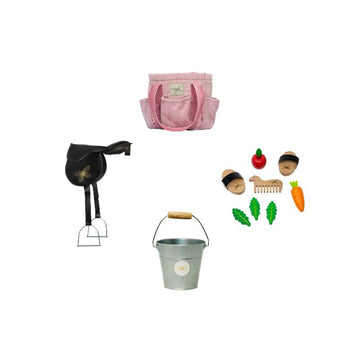 By Astrup Stall- och Utrustningspaket för Kaphästar - Mini - Rosa Sammet 