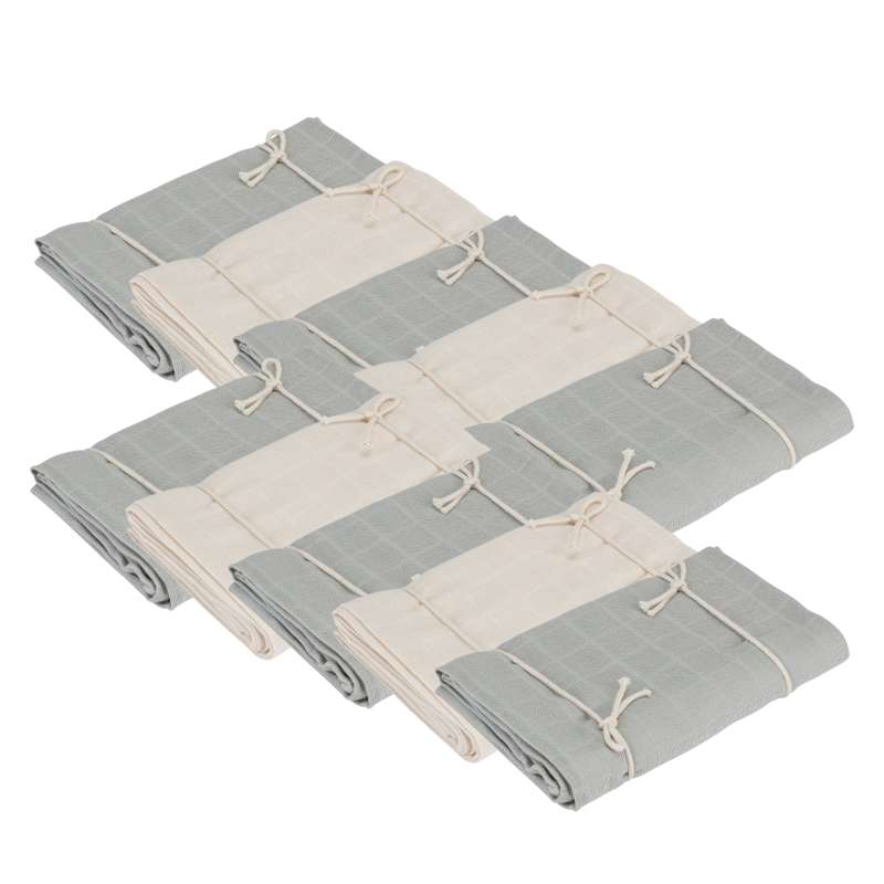 Naturebaby Økologiske Stofbleer/Minisvøb - 10-pak - Blue Fox/White