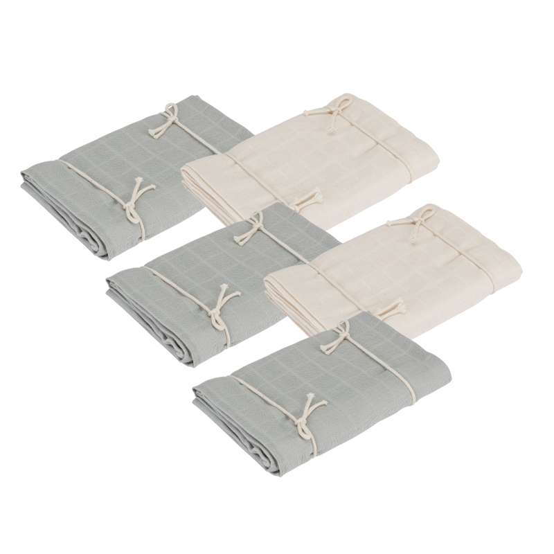 Naturebaby Økologiske Stofbleer/Minisvøb - 5-pak - Blue Fox/White
