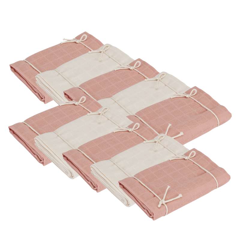 Naturebaby Økologiske Stofbleer/Minisvøb - 10-pak - Rose Cloud/White