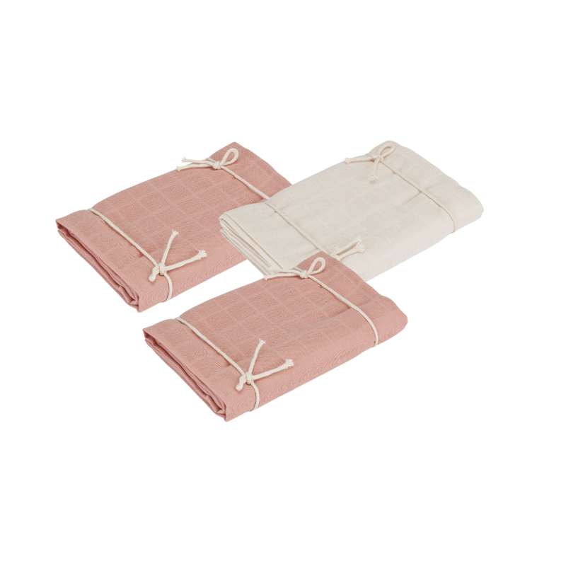 Naturebaby Økologiske Stofbleer/Minisvøb - 3-pak - Rose Cloud/White