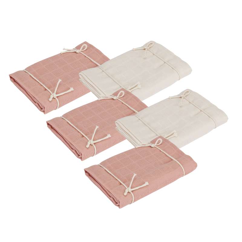 Naturebaby Økologiske Stofbleer/Minisvøb - 5-pak - Rose Cloud/White