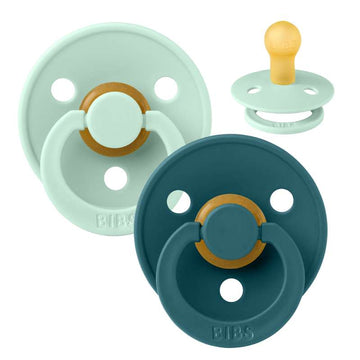 Bibs Rund Colour Napp - 2-Pack - strl. 1 - naturgummi - Nordic Mint/Forest Lake 