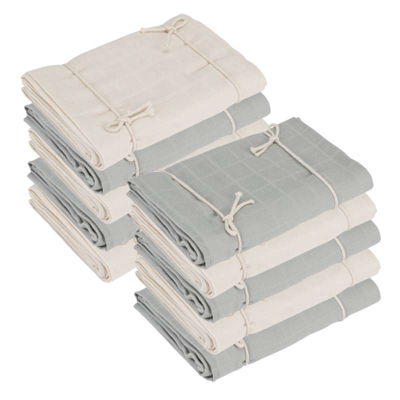 Naturebaby Ekologiska tygblöjor/Minisvamp - 10-pack - Blå räv/Vit 