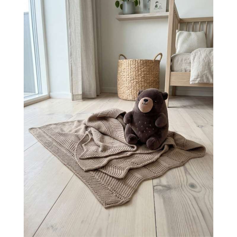 Oh'Naturel Stickad Babytäcke - Ekologisk Bomull - 80x100 cm. - Lotus 