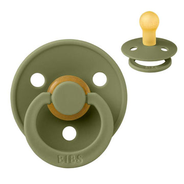 Bibs Rund Colour Napp - strl. 1 - naturgummi - Oliv 