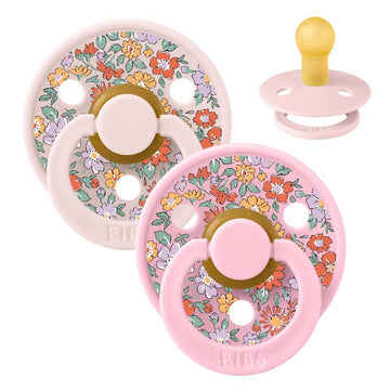 BIBS Rund Colour napp - 2-Pack - strl. 1 - naturgummi - Liberty - Oscar Meadow/Petal Mix 