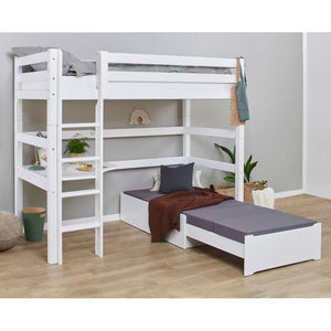 Hoppekids ECO Luxury MEGA-säng 90x200cm med loungemodul och bordsplatta - Flexibel inläggsbotten - Vit
