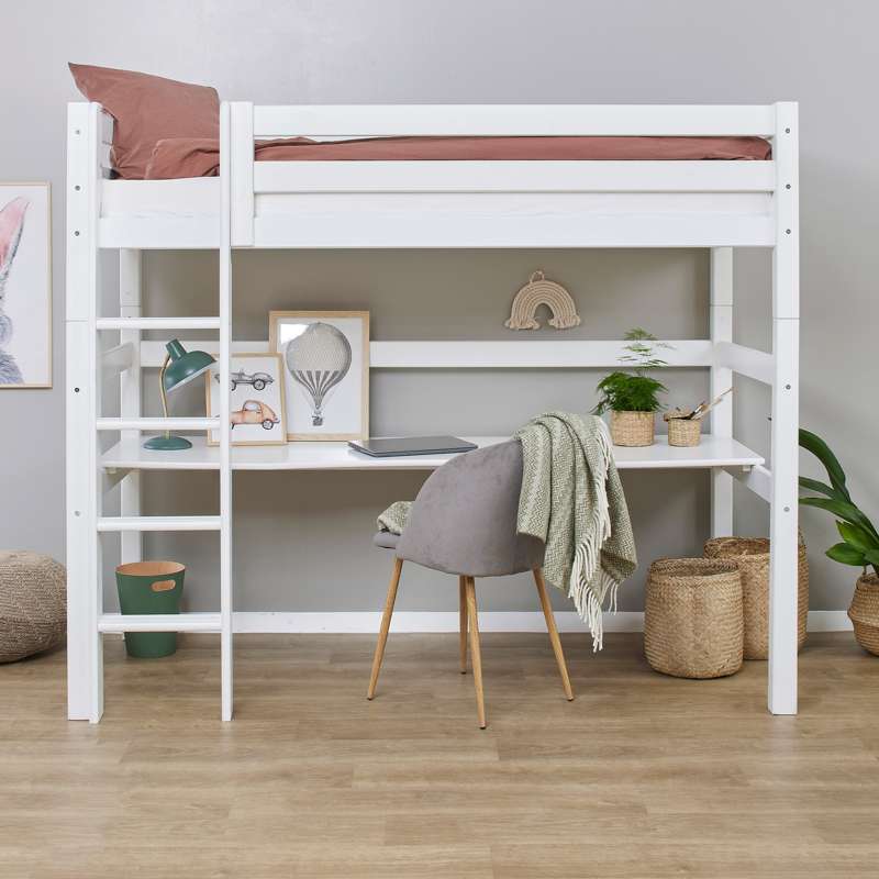 Hoppekids ECO Luxury - Loftsäng m. Bordskiva - 90x200 cm. - Vit 