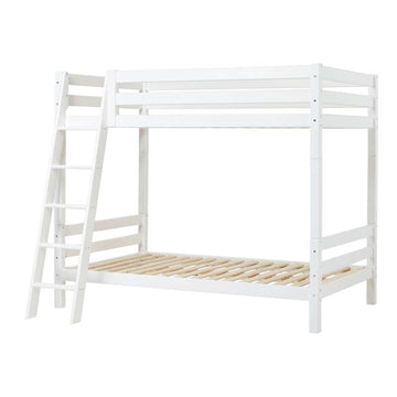 Hoppekids ECO Luxury - Hög Våningssäng - 120x200 cm. - Sned Stege - Vit 