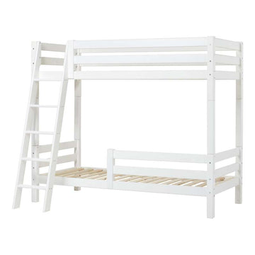 Hoppekids ECO Luxury - Höj Säng - 90x200 cm. - Två Sänghäster och Sned Stege - Flexibel Inläggsbotten - Vit 