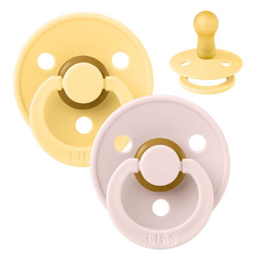 BIBS Rund Colour Sut - 2-Pak - Str. 2 - Naturgummi - Pale Butter/Petal