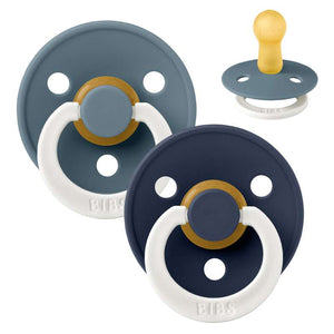 Bibs Rund Colour Napp - 2-Pack - strl. 2 - naturgummi - GLOW - Petrol/Deep Space 
