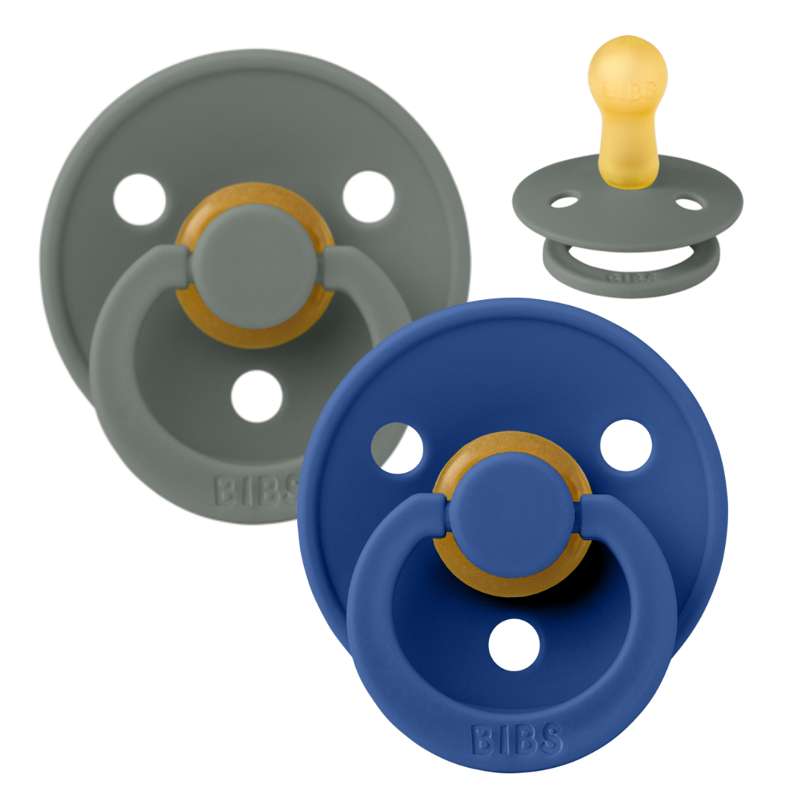 Bibs Rund Colour Napp - 2-Pack - strl. 2 - naturgummi - Tall/Blåklint 