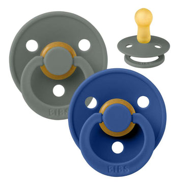 Bibs Rund Colour Napp - 2-Pack - strl. 2 - naturgummi - Tall/Blåklint 