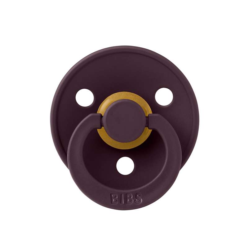 Bibs Rund Colour Napp - strl. 2 - naturgummi - Plommon 