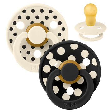 BIBS Rund Colour Sut - 2-Pak - Str. 3 - Naturgummi - Polka Studio - Ivory/Black