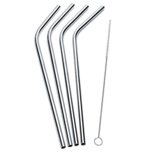 Pulito SteelStraw Stålsugrå m. Borste - 4-Pack - m. Knäck - 22 cm./6mm. 