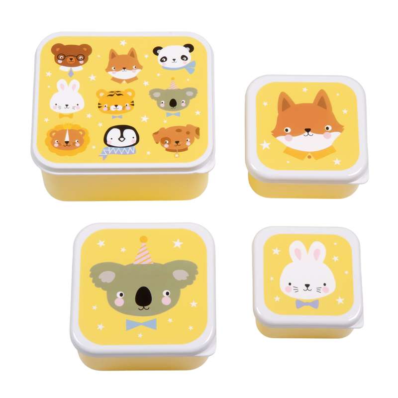 A Little Lovely Company Matlåda - och Snackboxset - 4 st. - Djurvänner 